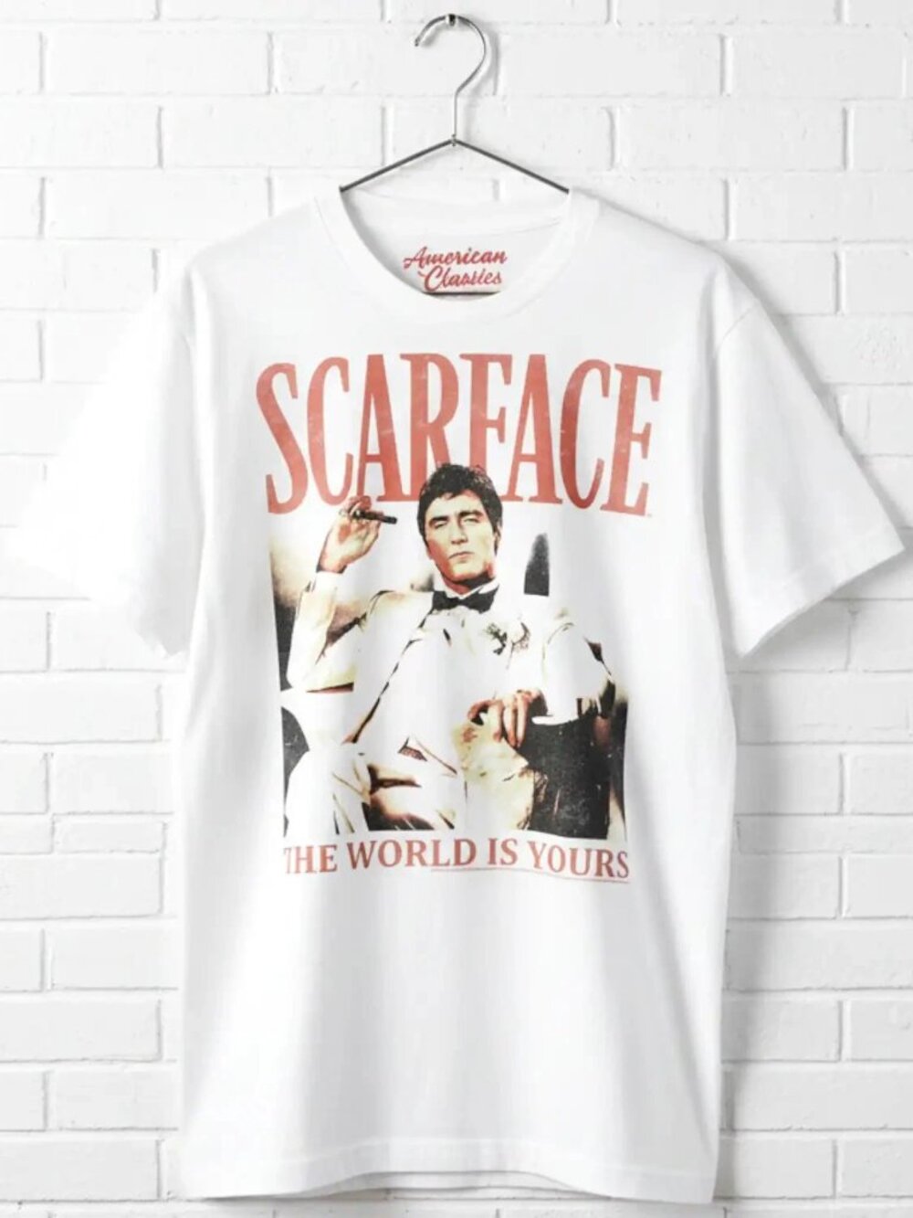 American Classics Men's Scarface The World Is Yours Graphic T-Shirt White 3XL